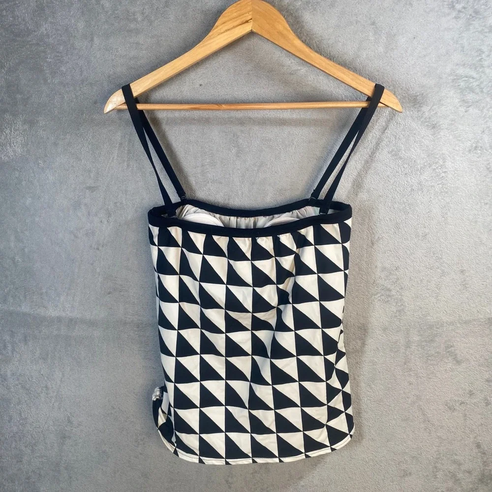 Gottex Tankini Top Womens‎ 12 Geometric Rainbow Shelf Bra Wireless Beach Retro